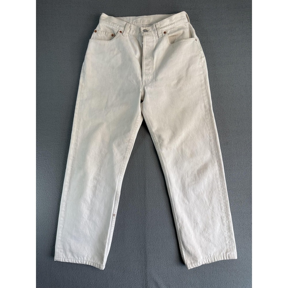 Vintage Levi's 501 Jeans Mens 27x28 White Regular Straight Denim USA (Tag 34x34)